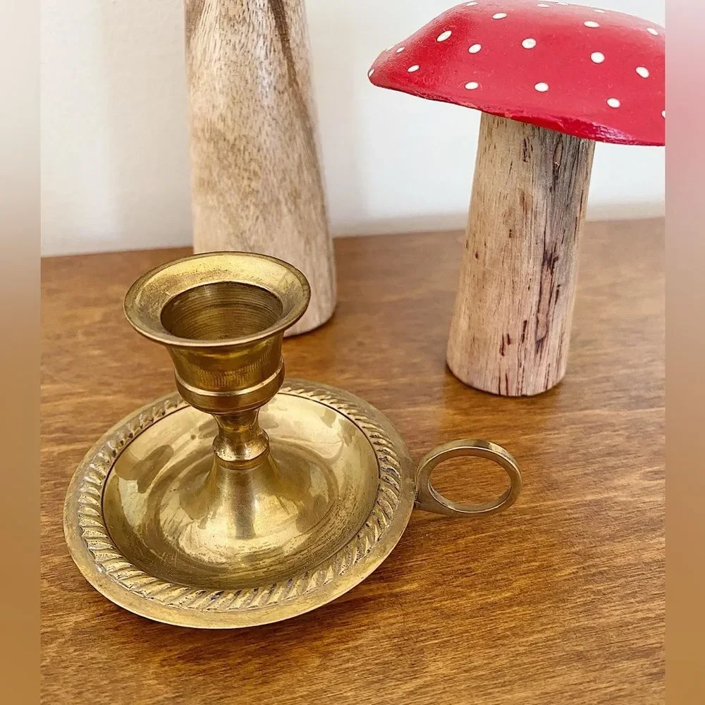 Vintage Brass MCM Regency Cottagecore Coquette Boho Candle Stick Holder - Picture 2 of 6